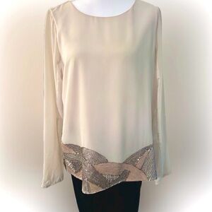 MM Couture Cream Blouse with Sequin Accents